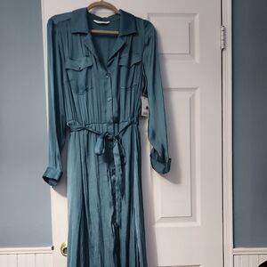 Chic Long Sleeve Teal Dress XXL